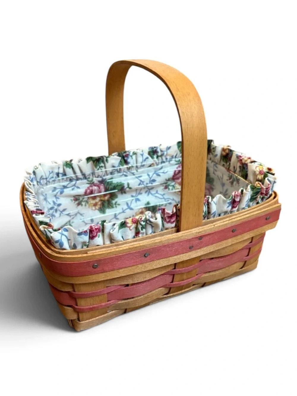 Longaberger Mother's Day Basket Brown 1993 Floral Liner & Protector